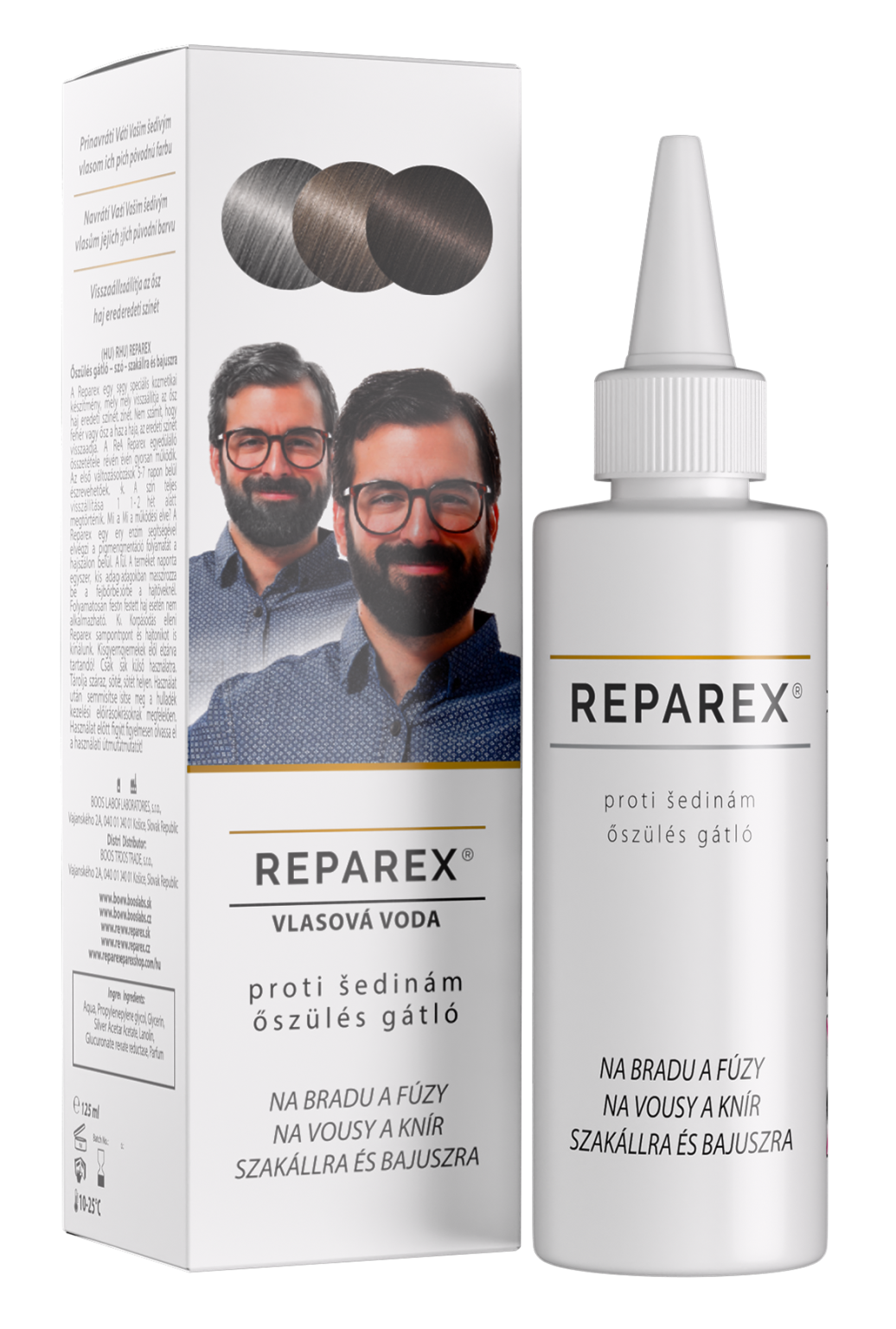 Reparex na bradu a vousy 125 ml – přípravek proti šedinám pro přirozenou barvu a jednotný vzhled vousů