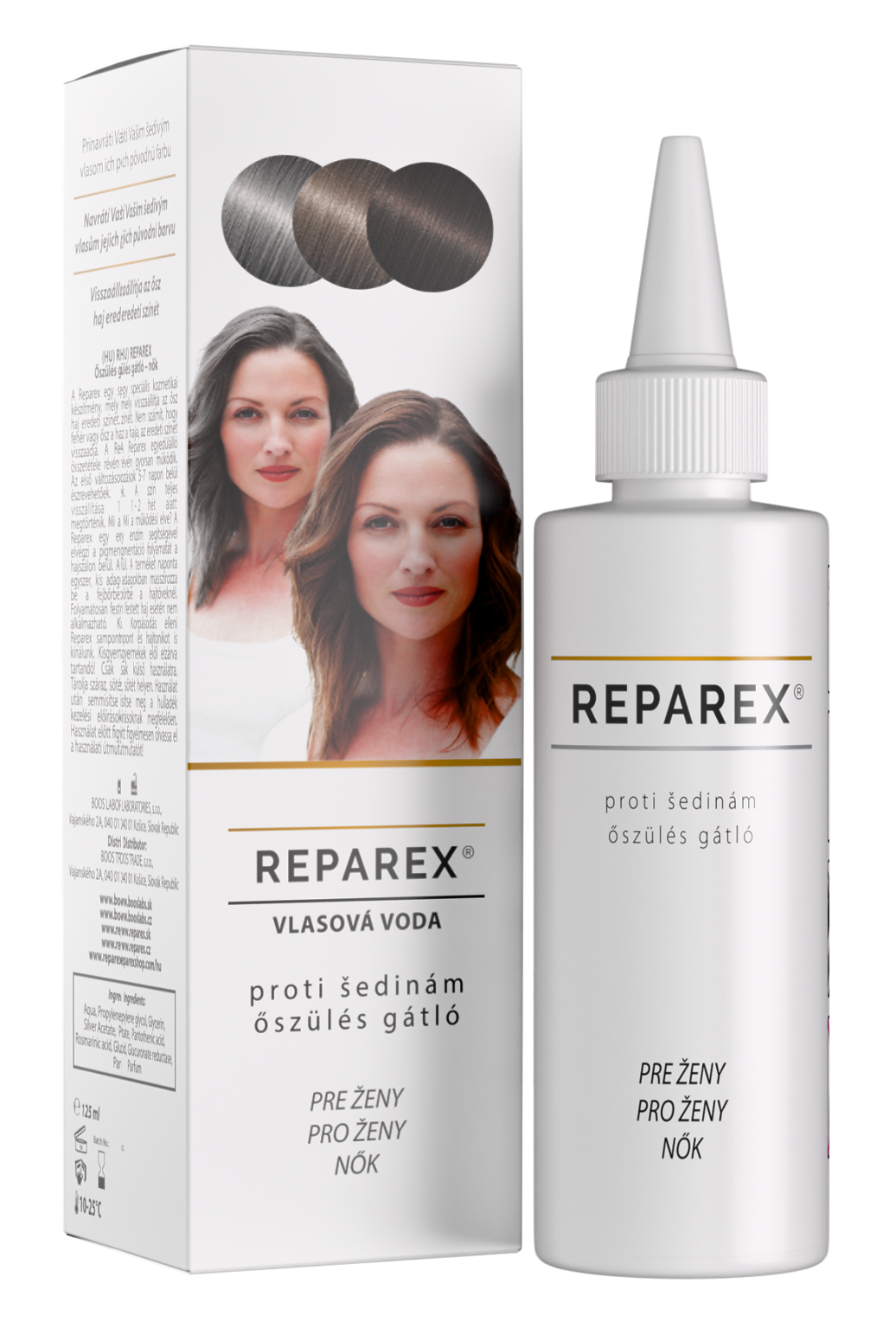 Reparex pro ženy – kosmetický přípravek obnovující přirozenou barvu vlasů bez barvy efekt do 5-14 dnů